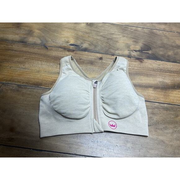 Shefit Perfect Lounge Sports Bra Honey Wheat - 1Luxe Seamless Zipper Front XS - Picture 4 of 10